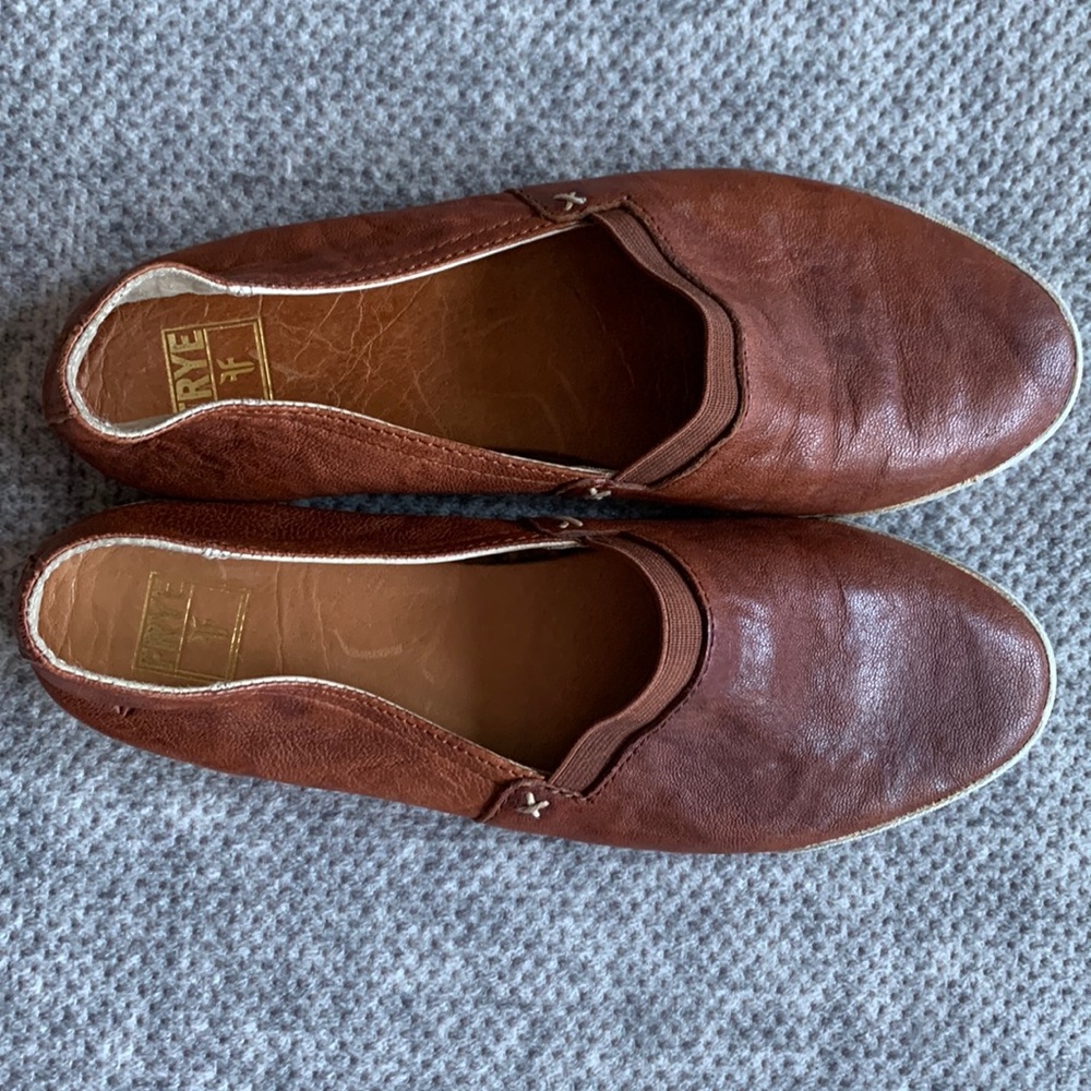 FRYE leather slip ons size 7.5